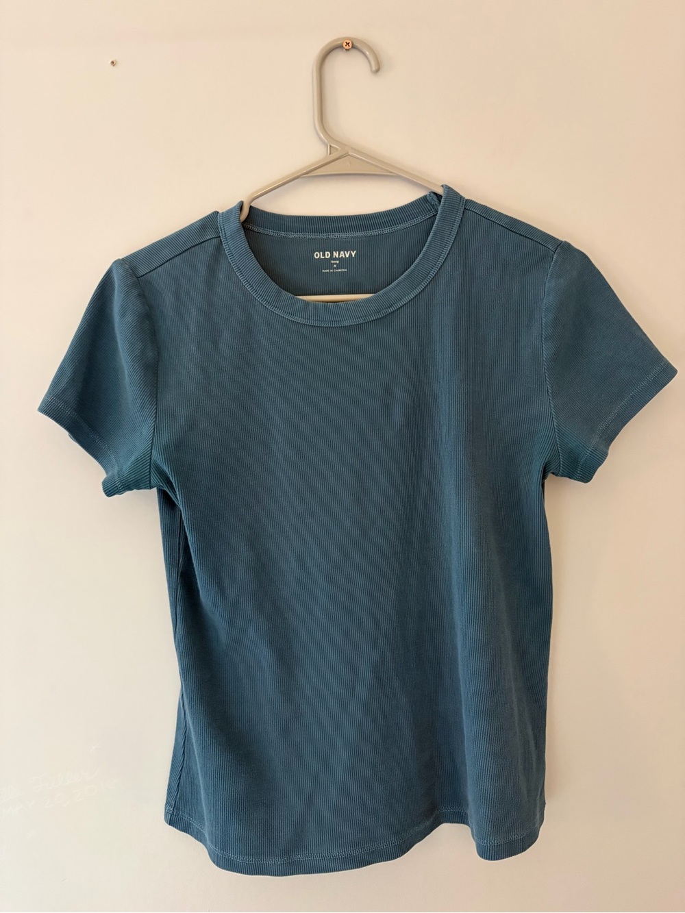 Old Navy Ribbed Crewneck Tee in Teal Blue